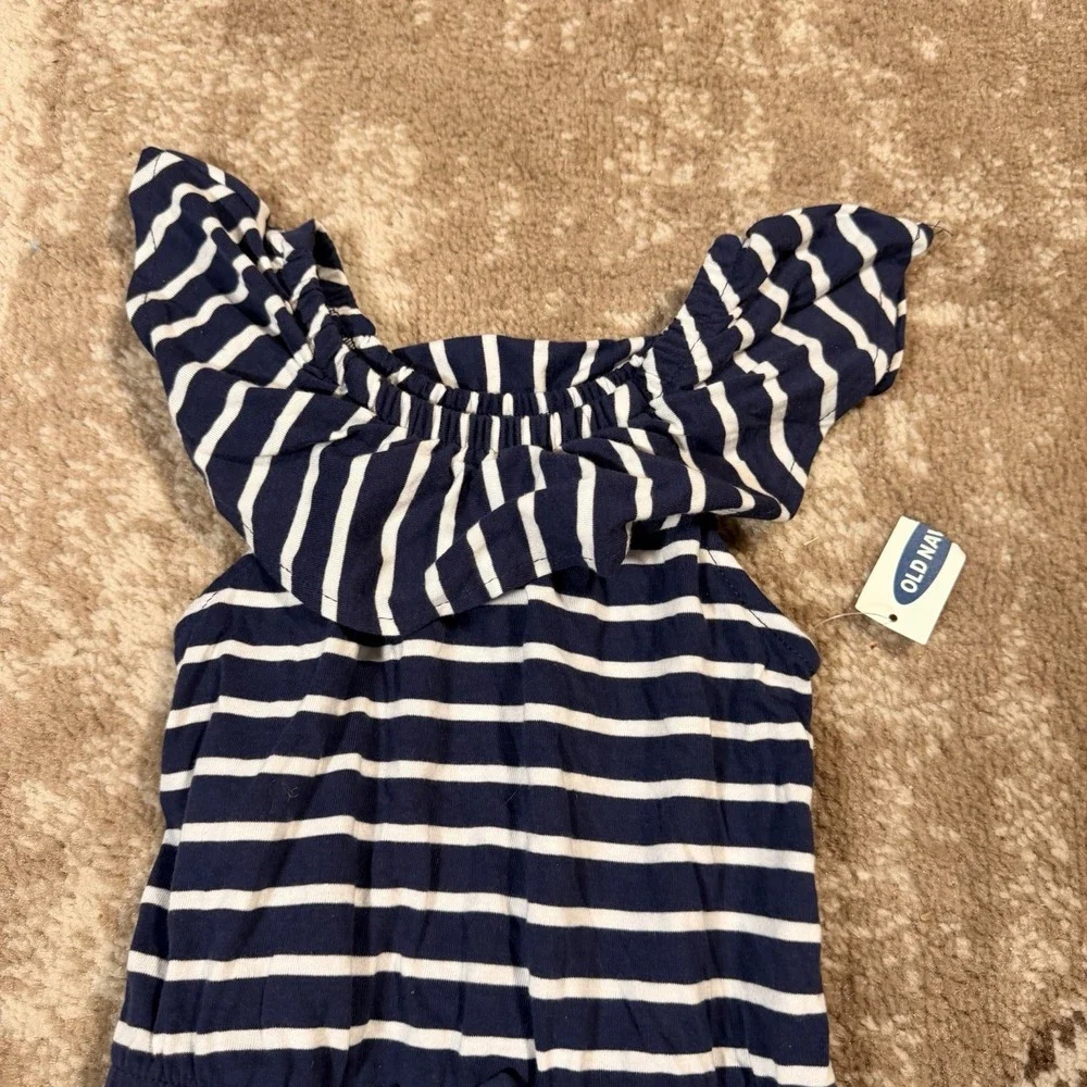 Old‎ Navy 2T Girls Toddler Sleeveless Striped Romper Blue Shorts NWT